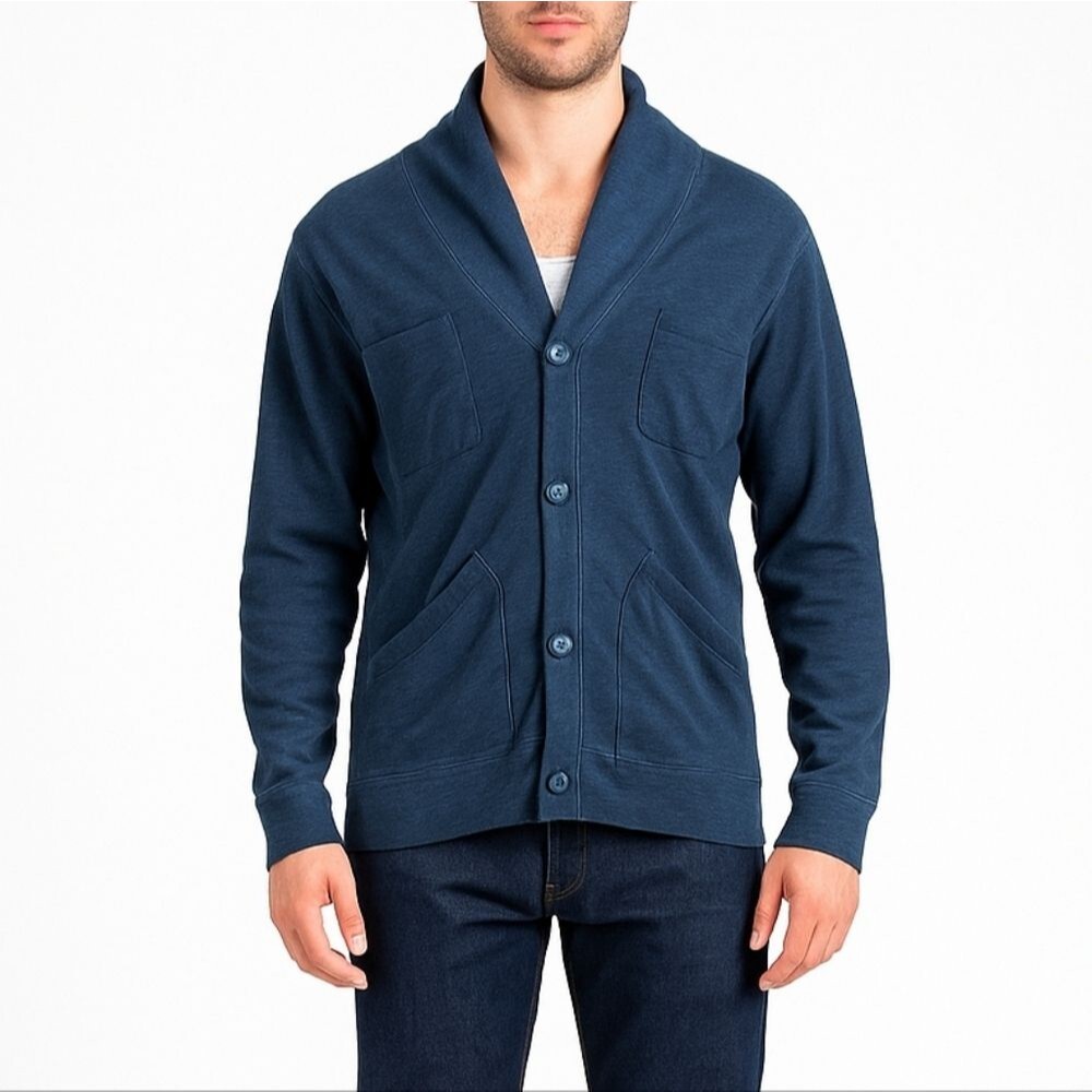 Nordstroms Mens Blue Cardigan Sweater Size XL Office Career Preppy Work Academi